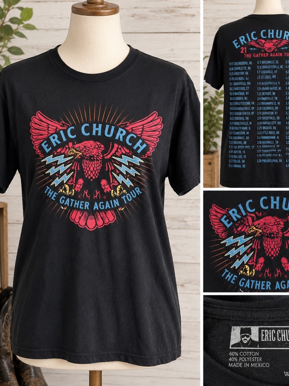 Eric Church Black 'The Gather Again Tour' Graphic Tee